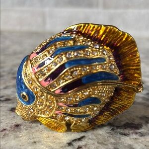 Gold and Blue Fish jewelry box